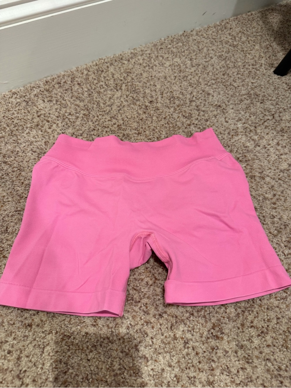 High-Rise Pink Bike Shorts with Supportive Waistband